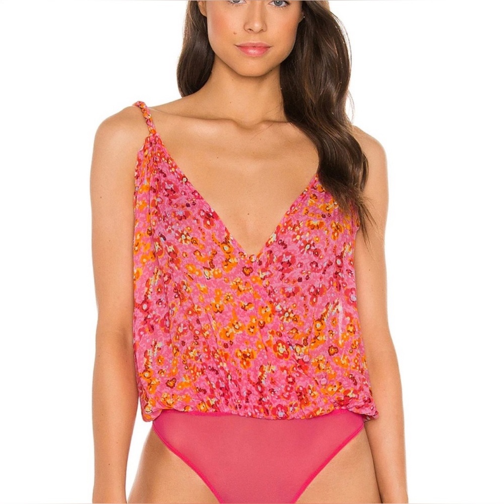 NWT Intimately Free People Siren Song Bodysuit in Pop Pink Combo S